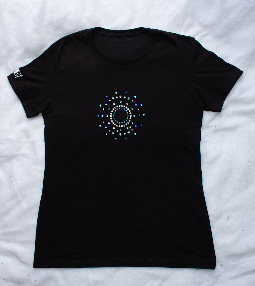 Blue&nbsp;rhinestones and metal studs tshirt