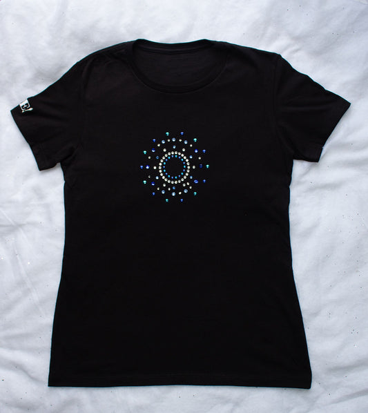 Blue&nbsp;rhinestones and metal studs tshirt